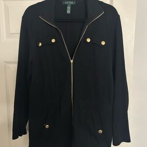 vintage ralph lauren Black Jacket with Gold Accents size large, missing zipper